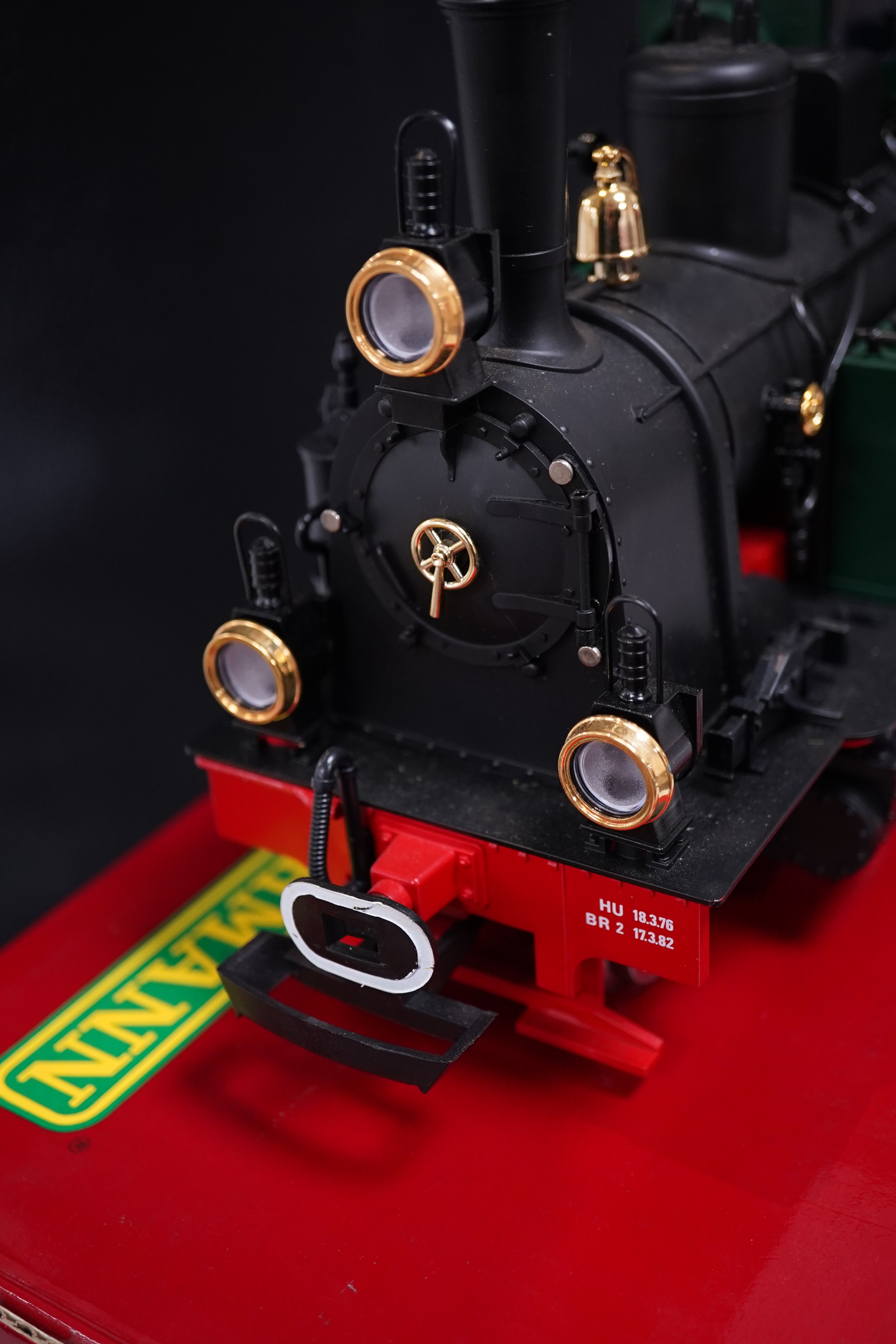 A boxed Lehman LGB (2074) G scale railway DEV 2-6-0T locomotive, Spreewald, in black and green livery. Condition - good, evidence of very minor running wear only.